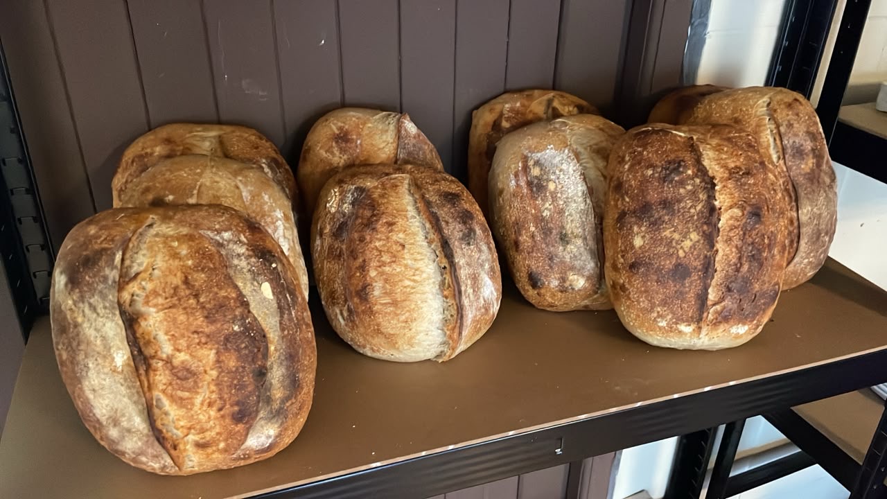 Freshly baked artisan sourdough loaf from Marley-Rose Coffee Co